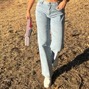 Women's Blue Jeans with White Speckles